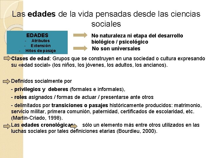 Las edades de la vida pensadas desde las ciencias sociales EDADES - Atributos - Las edades de la vida pensadas desde las ciencias sociales EDADES - Atributos -
