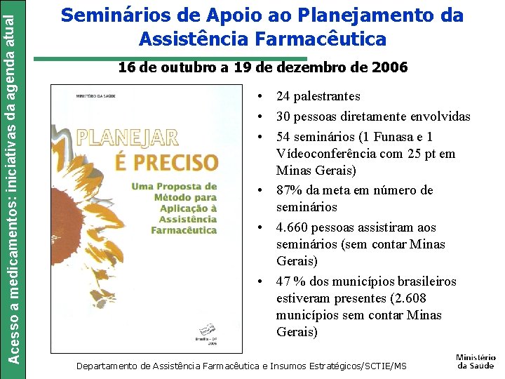 Acesso a medicamentos: iniciativas da agenda atual Seminários de Apoio ao Planejamento da Assistência