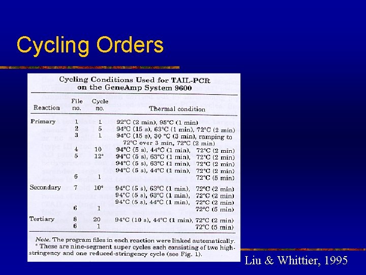 Cycling Orders Liu & Whittier, 1995 