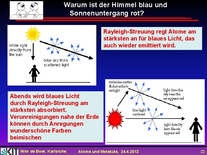 Warum ist der Himmel blau und Sonnenuntergang rot? Rayleigh-Streuung regt Atome am stärksten an Warum ist der Himmel blau und Sonnenuntergang rot? Rayleigh-Streuung regt Atome am stärksten an