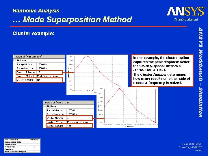 Harmonic Analysis … Mode Superposition Method Training Manual In this example, the cluster option