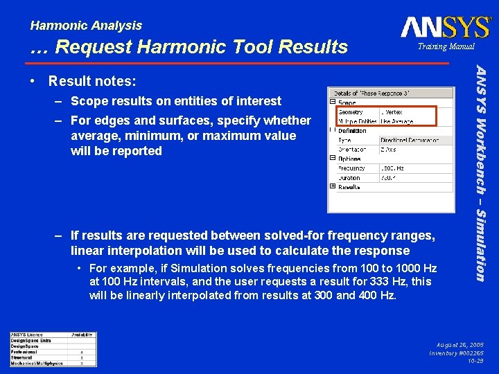 Harmonic Analysis … Request Harmonic Tool Results Training Manual – Scope results on entities