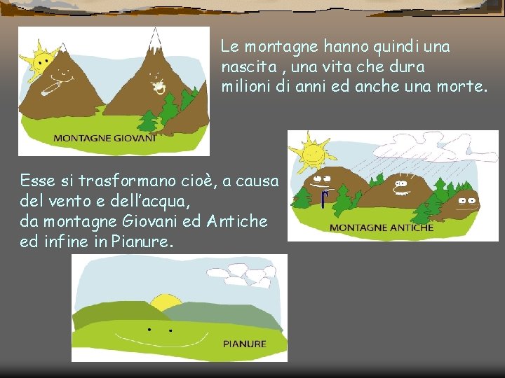 Le montagne hanno quindi una nascita , una vita che dura milioni di anni