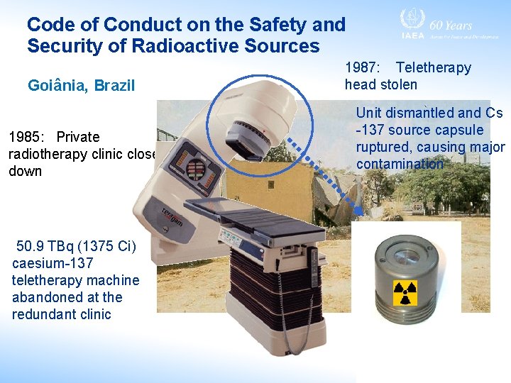 Code of Conduct on the Safety and Security of Radioactive Sources Goiânia, Brazil 1985: Code of Conduct on the Safety and Security of Radioactive Sources Goiânia, Brazil 1985: