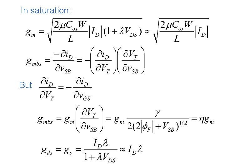 In saturation: But 