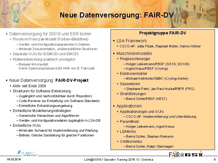 Neue Datenversorgung: FAIR-DV § Datenversorgung für SIS 18 und ESR bisher • Physik im