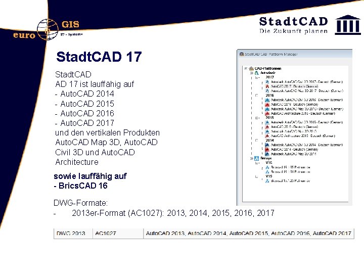 Stadt. CAD 17 Stadt. CAD AD 17 ist lauffähig auf - Auto. CAD 2014