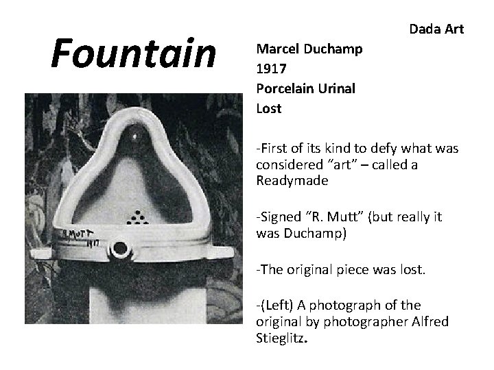 Fountain Dada Art Marcel Duchamp 1917 Porcelain Urinal Lost -First of its kind to