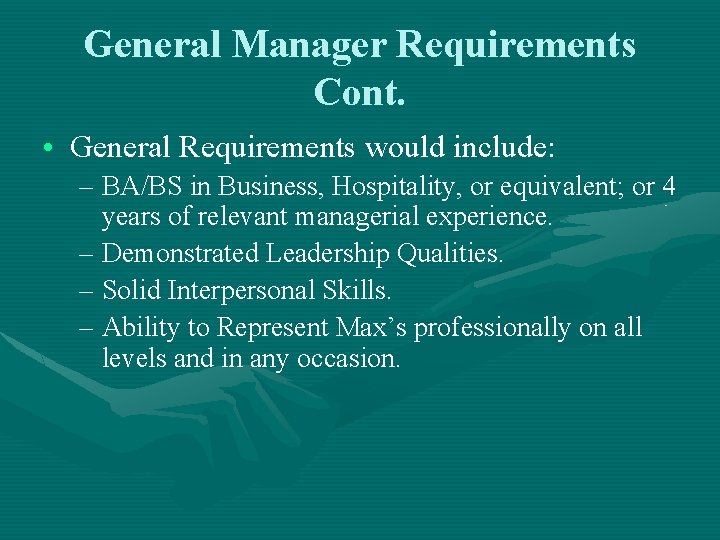 Maxs Restaurant Corporate Responsibility The Human Resource Managers