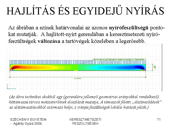 HAJLÍTÁS ÉS EGYIDEJŰ NYÍRÁS Az ábrában a színek határvonalai az azonos nyírófeszültségű pontokat mutatják.