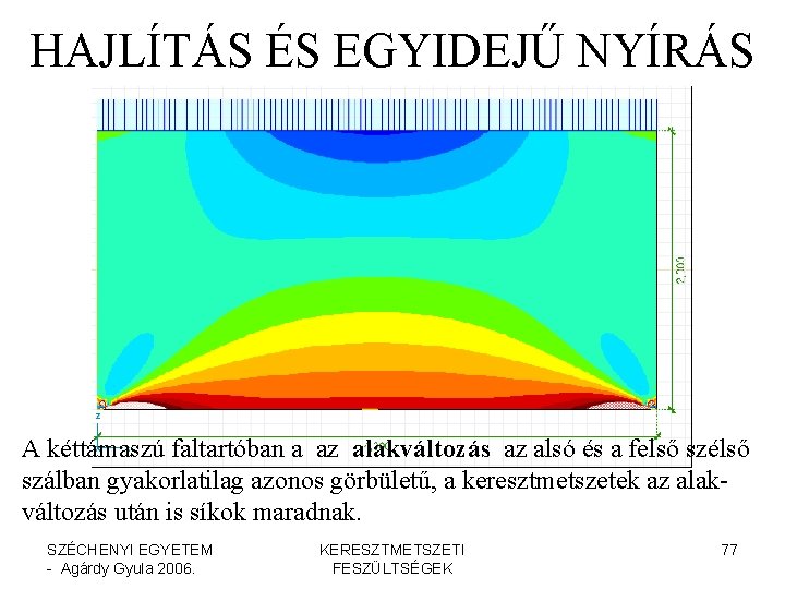 HAJLÍTÁS ÉS EGYIDEJŰ NYÍRÁS A kéttámaszú faltartóban a az alakváltozás az alsó és a