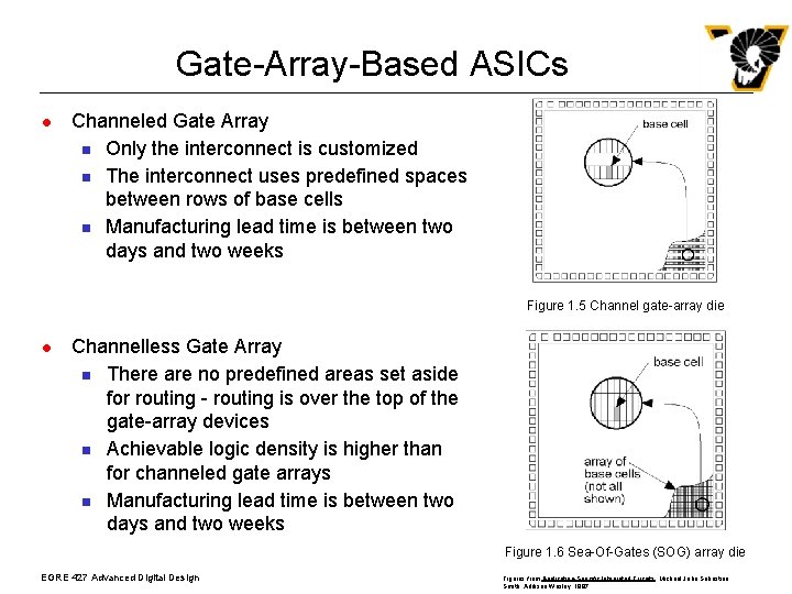 Gate-Array-Based ASICs l Channeled Gate Array n Only the interconnect is customized n The