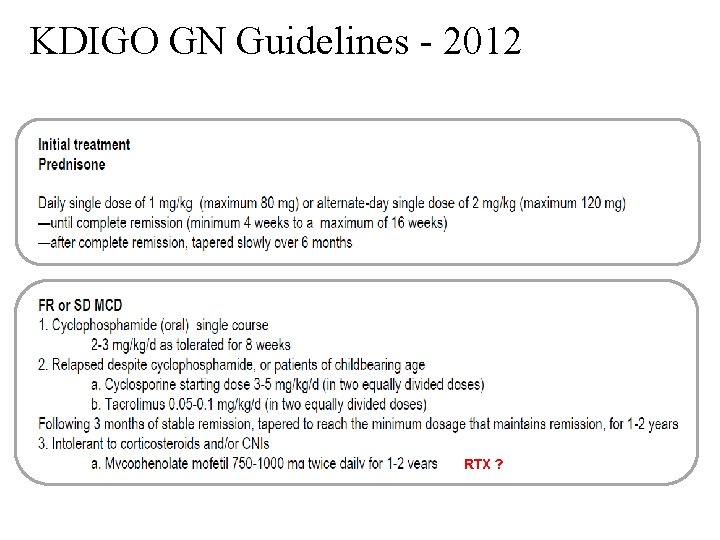 KDIGO GN Guidelines - 2012 RTX ? KDIGO GN Guidelines - 2012 RTX ?