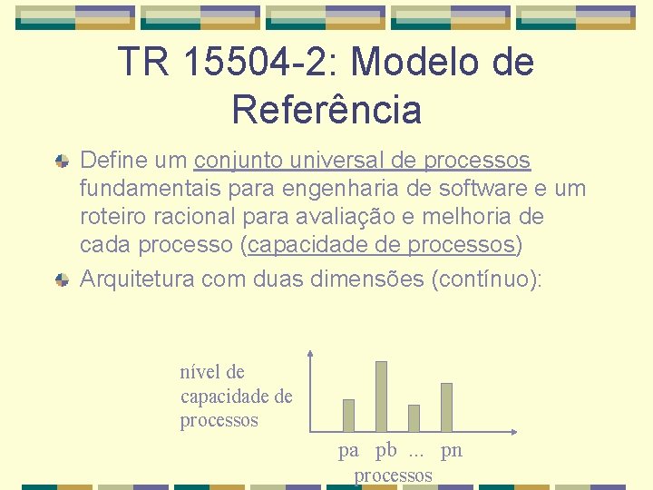 TR 15504 -2: Modelo de Referência Define um conjunto universal de processos fundamentais para