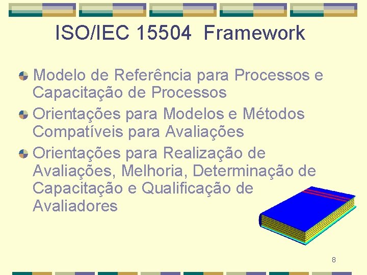 ISO/IEC 15504 Framework Modelo de Referência para Processos e Capacitação de Processos Orientações para
