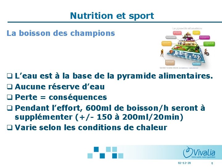 Nutrition et sport La boisson des champions q L’eau est à la base de