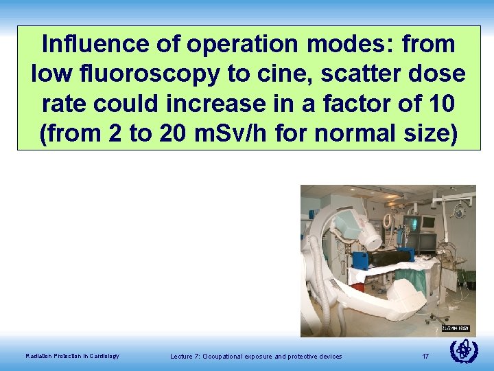 Influence of operation modes: from low fluoroscopy to cine, scatter dose rate could increase