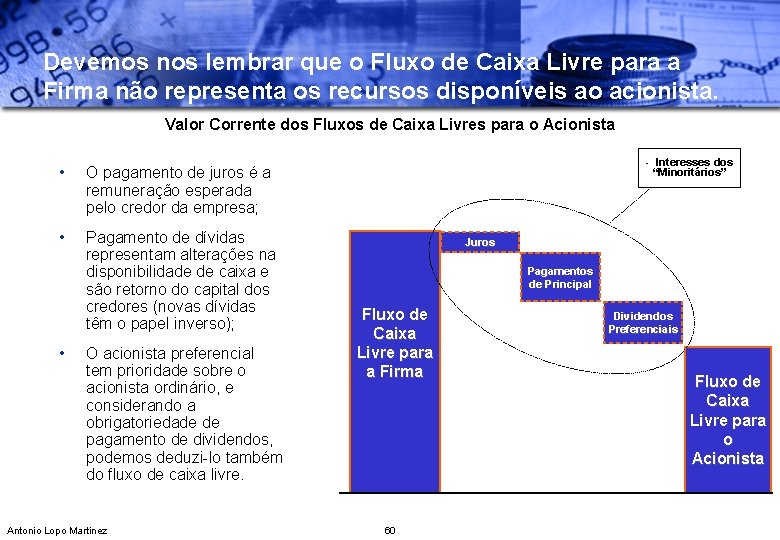 Devemos nos lembrar que o Fluxo de Caixa Livre para a Firma não representa