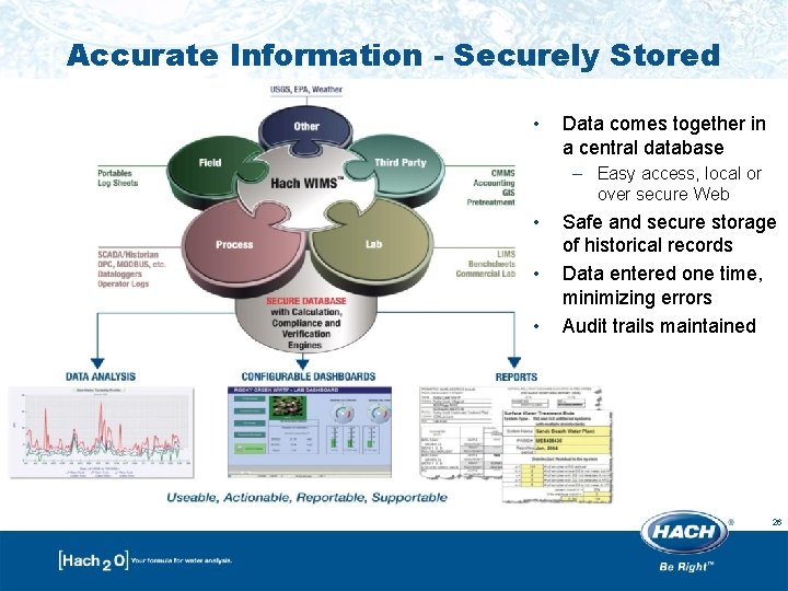 Accurate Information - Securely Stored • Data comes together in a central database – Accurate Information - Securely Stored • Data comes together in a central database –