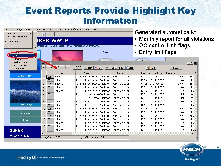 Event Reports Provide Highlight Key Information Generated automatically: • Monthly report for all violations Event Reports Provide Highlight Key Information Generated automatically: • Monthly report for all violations