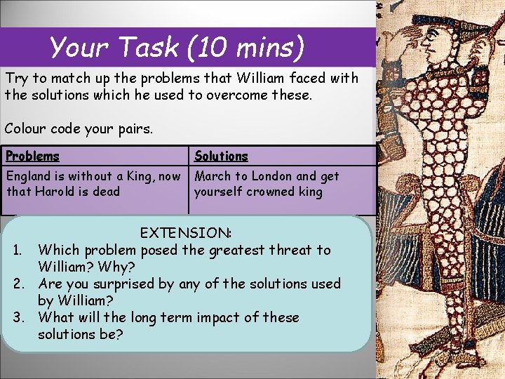 Your Task (10 mins) Try to match up the problems that William faced with Your Task (10 mins) Try to match up the problems that William faced with