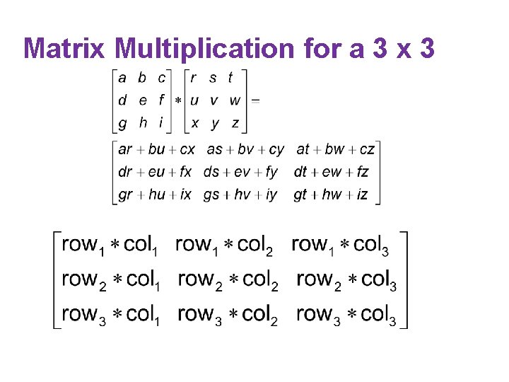 Matrix Multiplication for a 3 x 3 