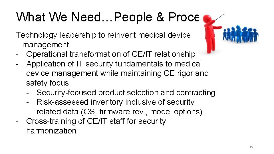 What We Need…People & Process Technology leadership to reinvent medical device management - Operational