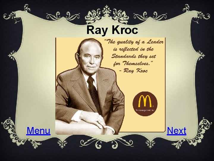 Ray Kroc Menu Next 