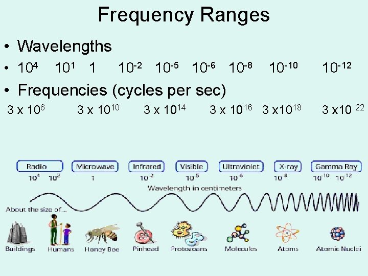 Frequency Ranges • Wavelengths • 104 101 1 10 2 10 5 10 6