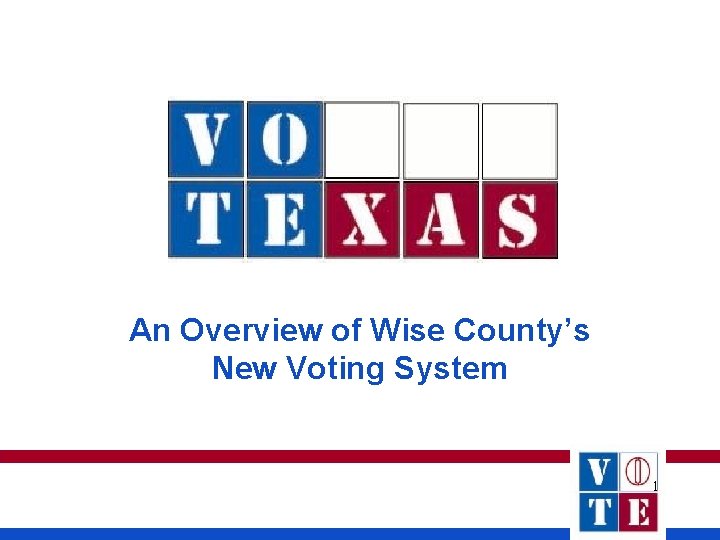 An Overview of Wise County’s New Voting System 1 An Overview of Wise County’s New Voting System 1
