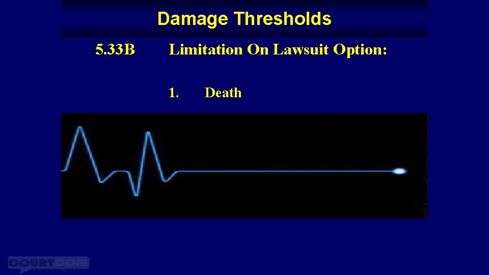Damage Thresholds 5. 33 B Limitation On Lawsuit Option: 1. Death 