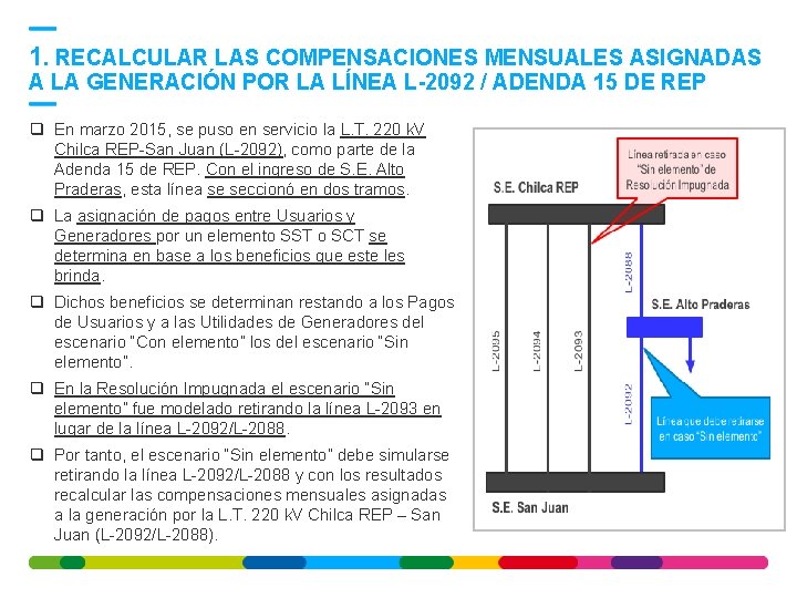 1. RECALCULAR LAS COMPENSACIONES MENSUALES ASIGNADAS A LA GENERACIÓN POR LA LÍNEA L-2092 /