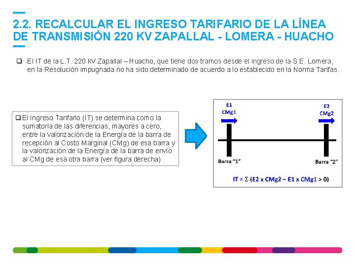 2. 2. RECALCULAR EL INGRESO TARIFARIO DE LA LÍNEA DE TRANSMISIÓN 220 KV ZAPALLAL