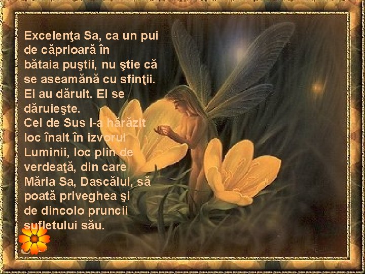 Excelenţa Sa, ca un pui de căprioară în bătaia puştii, nu ştie că se Excelenţa Sa, ca un pui de căprioară în bătaia puştii, nu ştie că se