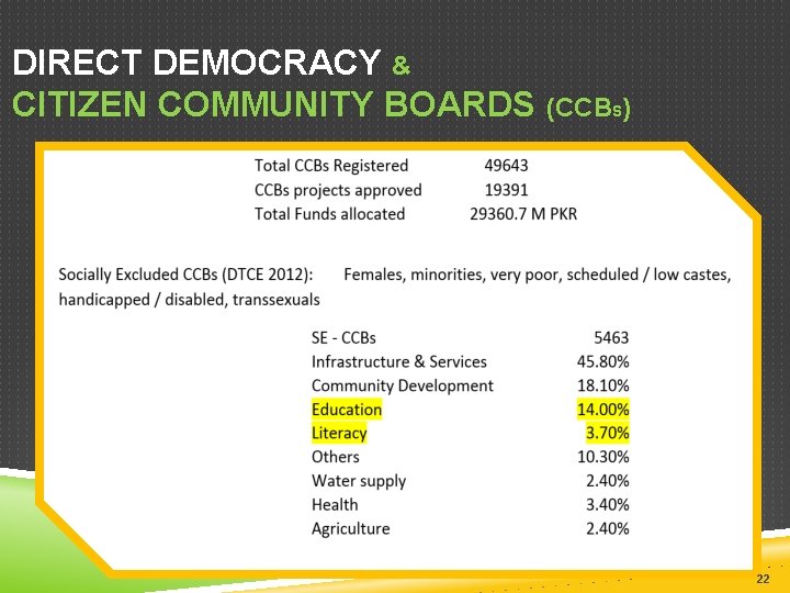DIRECT DEMOCRACY & CITIZEN COMMUNITY BOARDS (CCBS) 22 