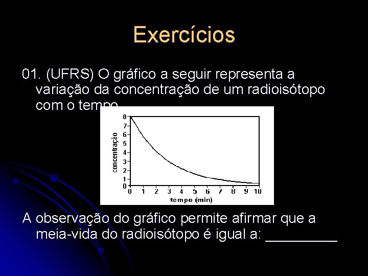 Exercícios 01. (UFRS) O gráfico a seguir representa a variação da concentração de um