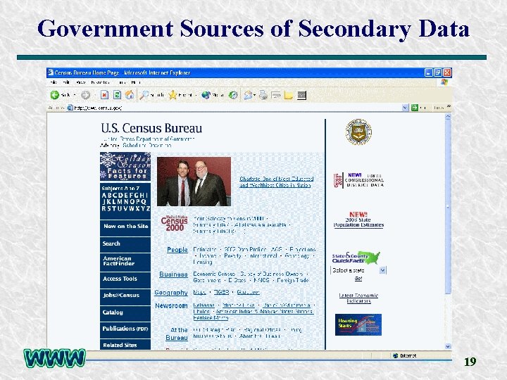 Government Sources of Secondary Data 19 