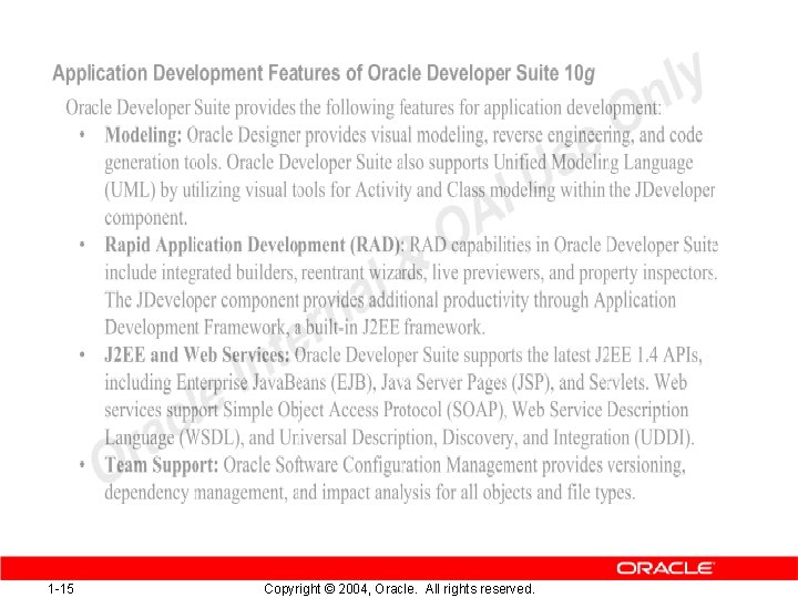 1 -15 Copyright © 2004, Oracle. All rights reserved. 