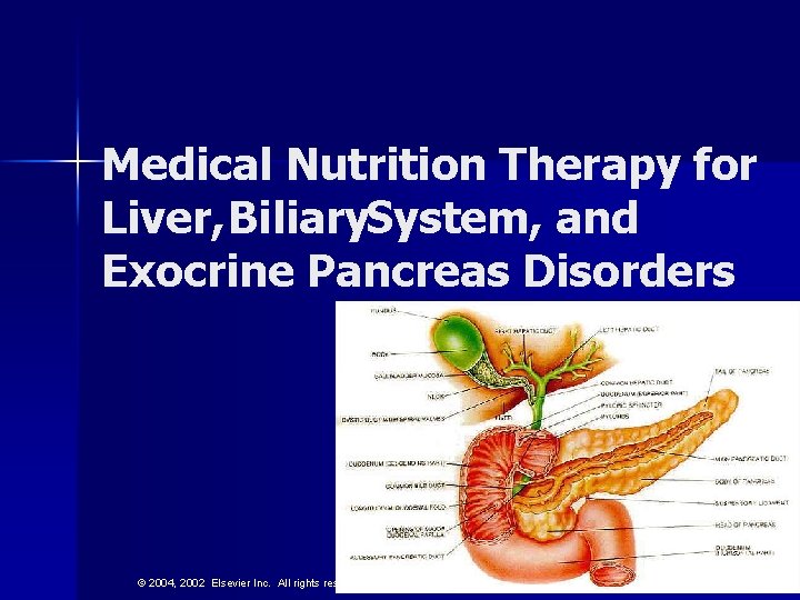 Medical Nutrition Therapy for Liver, Biliary. System, and Exocrine Pancreas Disorders © 2004, 2002