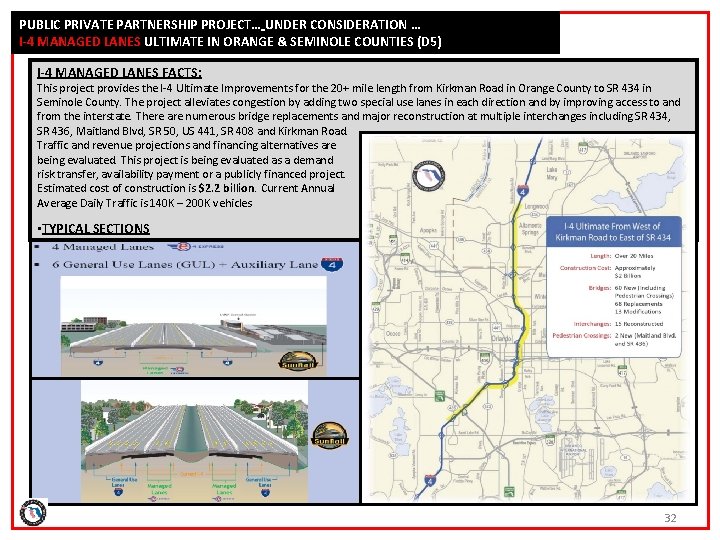 PUBLIC PRIVATE PARTNERSHIP PROJECT… UNDER CONSIDERATION … I-4 MANAGED LANES ULTIMATE IN ORANGE &