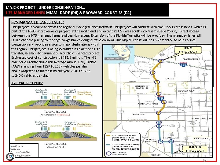MAJOR PROJECT…UNDER CONSIDERATION… I-75 MANAGED LANES MIAMI-DADE (D 6) & BROWARD COUNTIES (D 4)