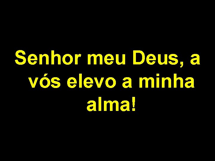 Senhor meu Deus, a vós elevo a minha alma! 