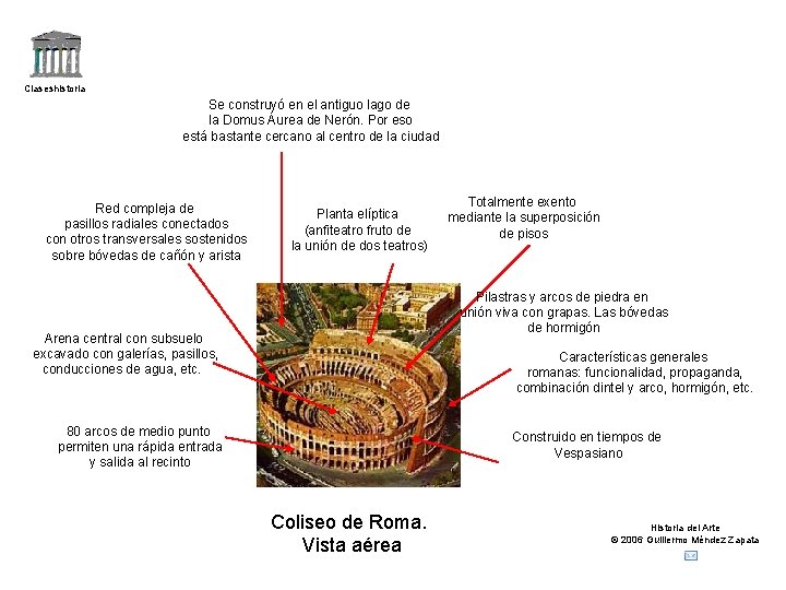 Claseshistoria Se construyó en el antiguo lago de la Domus Áurea de Nerón. Por