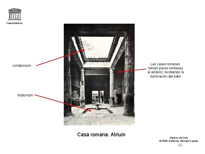 Claseshistoria Las casas romanas tenían pocas ventanas al exterior, recibiendo la iluminación del patio