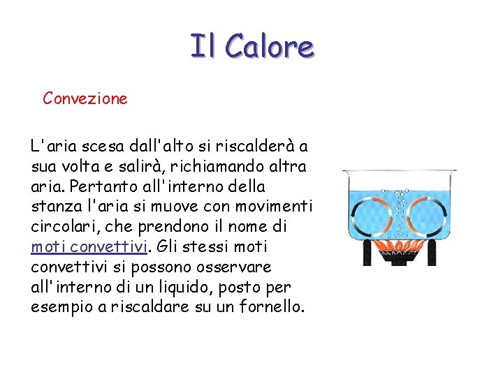 Il Calore Convezione L'aria scesa dall'alto si riscalderà a sua volta e salirà, richiamando