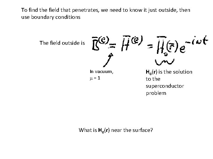 To find the field that penetrates, we need to know it just outside, then