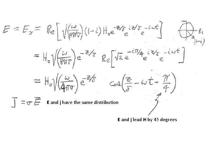 E and j have the same distribution E and j lead H by 45