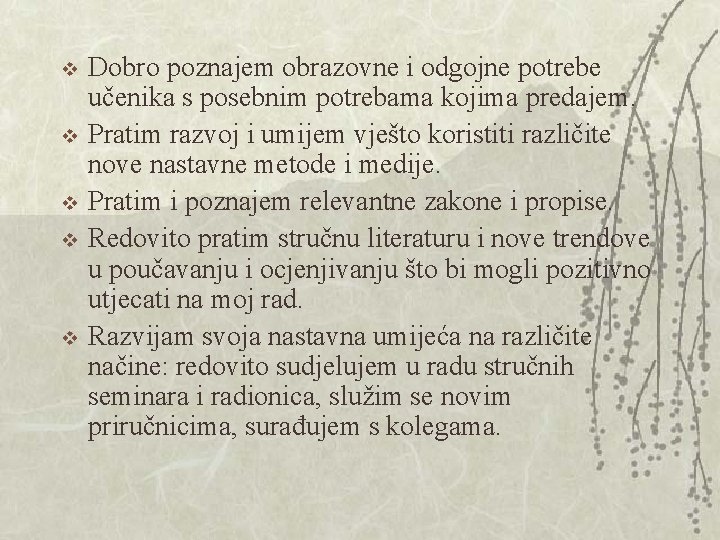 v v v Dobro poznajem obrazovne i odgojne potrebe učenika s posebnim potrebama kojima v v v Dobro poznajem obrazovne i odgojne potrebe učenika s posebnim potrebama kojima