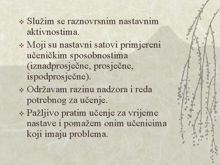 Služim se raznovrsnim nastavnim aktivnostima. v Moji su nastavni satovi primjereni učeničkim sposobnostima (iznadprosječne, Služim se raznovrsnim nastavnim aktivnostima. v Moji su nastavni satovi primjereni učeničkim sposobnostima (iznadprosječne,
