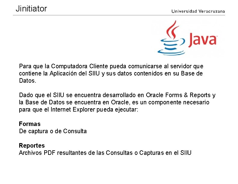 Jinitiator Para que la Computadora Cliente pueda comunicarse al servidor que contiene la Aplicación Jinitiator Para que la Computadora Cliente pueda comunicarse al servidor que contiene la Aplicación